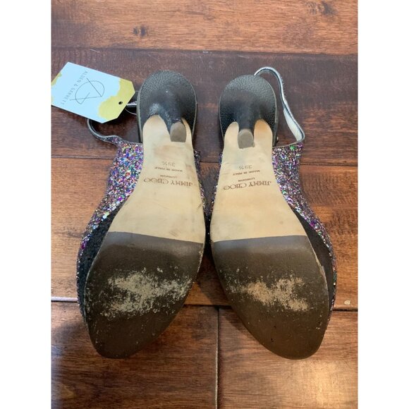 Jimmy Choo Rainbow Glitter Sequin Platform Stiletto Heels, Size 9.5 / 39.5 - Picture 8 of 8